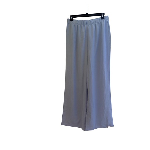 Women's 2 Piece Light Blue Pant Set Formal Asymmetrical Top Wide Leg Pants Large - Picture 6 of 12